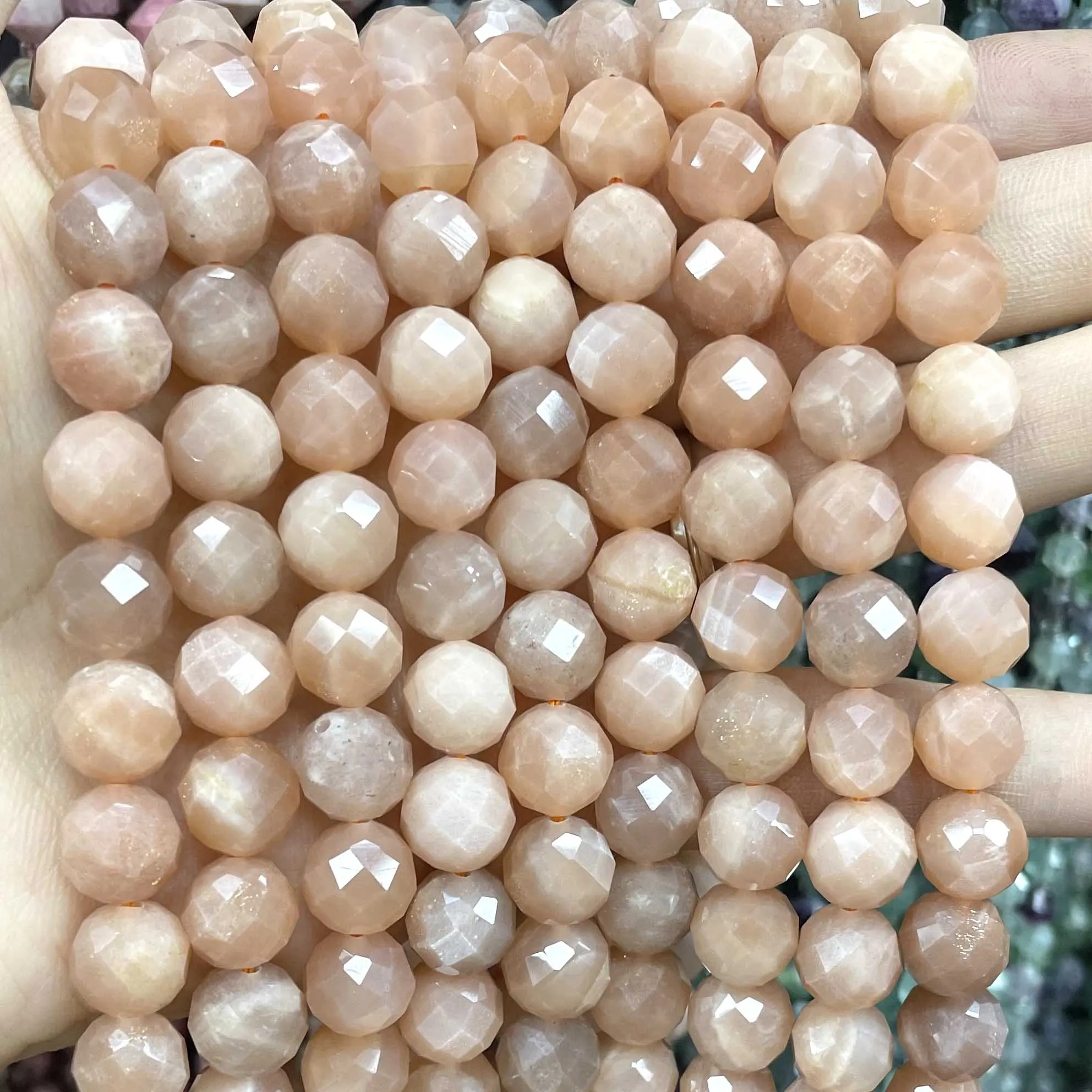 천연 면 선스톤 월장석 보석 느슨한 스페이서 비즈, 쥬얼리 제작, DIY 패션 팔찌, 6mm, 8mm, 10mm, 7.5 인치