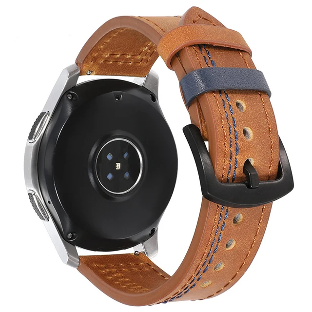 20Leather band for Samsung Galaxy watch 4/classic/Active 2 46mm/42mm/40mm/44mm for bracelet Amazfit GTS 2/3/mini 20mm 22mm strap Light brown 10
