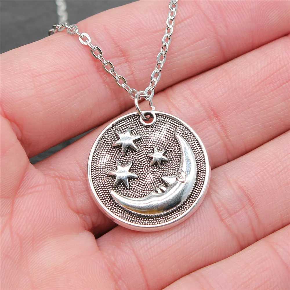 

Женское ожерелье с подвеской в виде Луны и звезды, 24 х24 мм