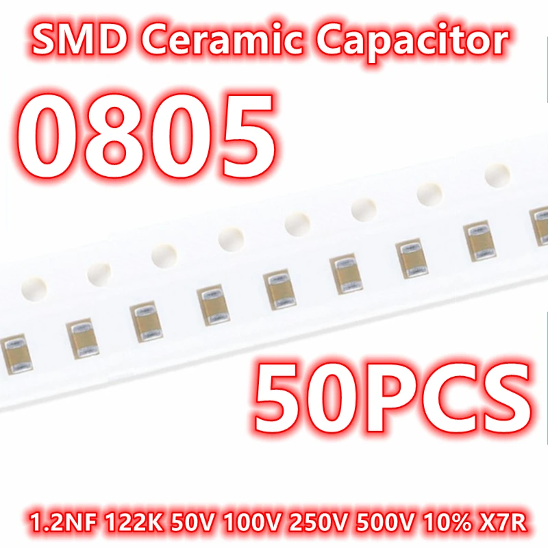 

(50pcs) Original 0805 1.2NF 122K 50V 100V 250V 500V 10% X7R SMD Ceramic Capacitor IC 2012