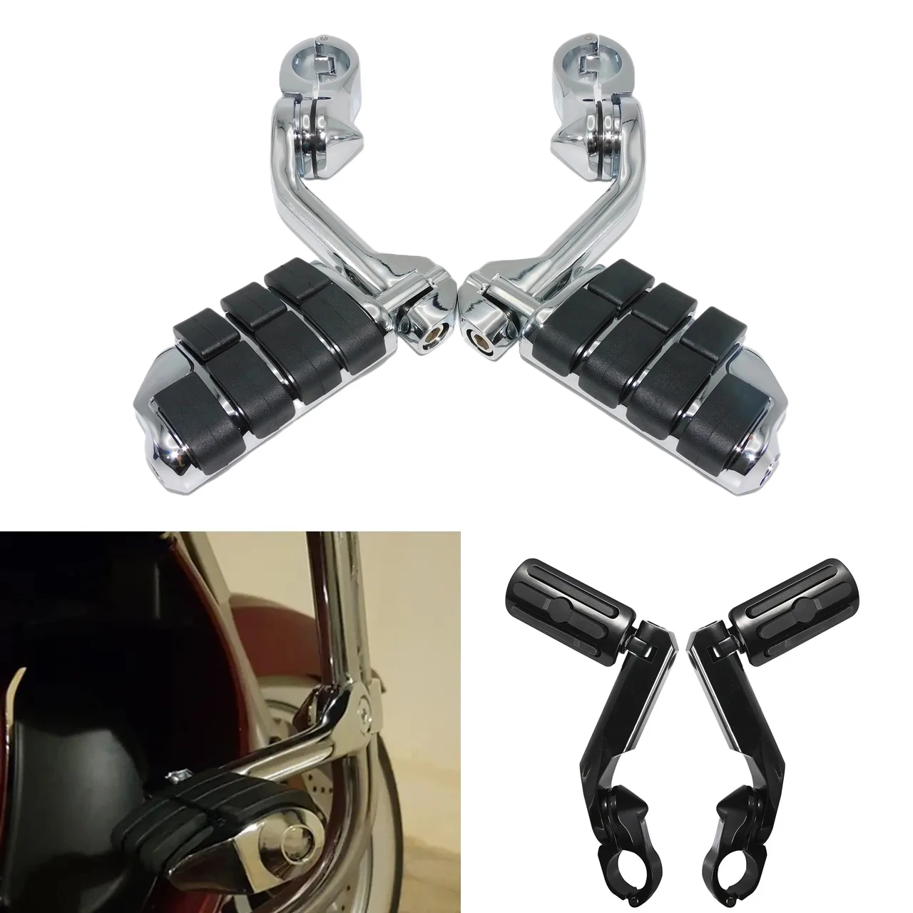 

1.25" 32mm Motorcycle Universal Footrest Pedal Long Angled Highway Engine Guards Bike Foot Pegs Mount Kits For Harley For Yamaha