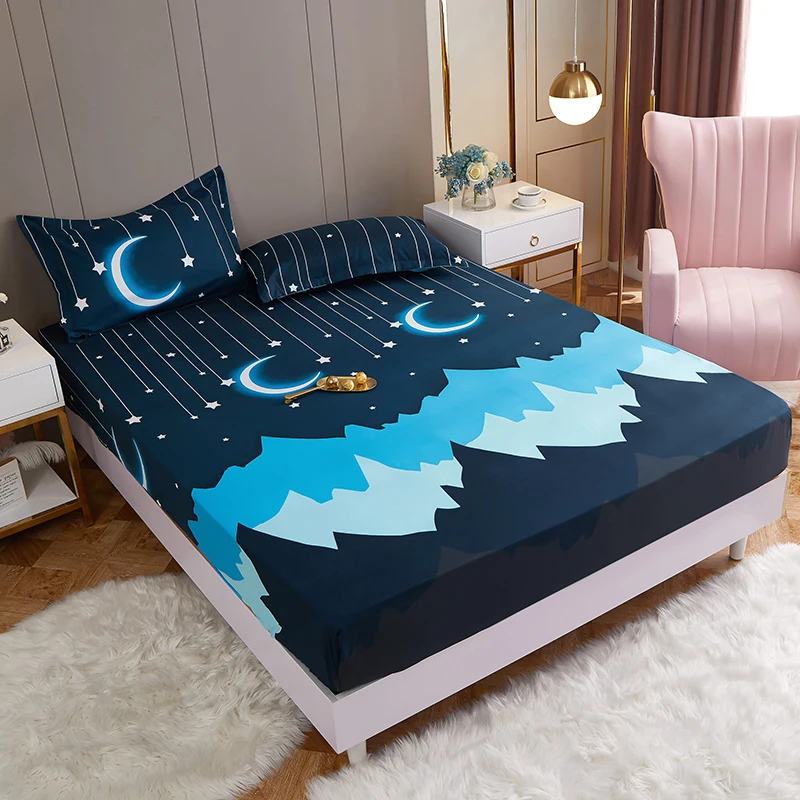 1 piece of bed sheet for bedroom 100%Polyeste Elastic Band Around bedding Fitted Sheet Only (excluding pillowcases) 2