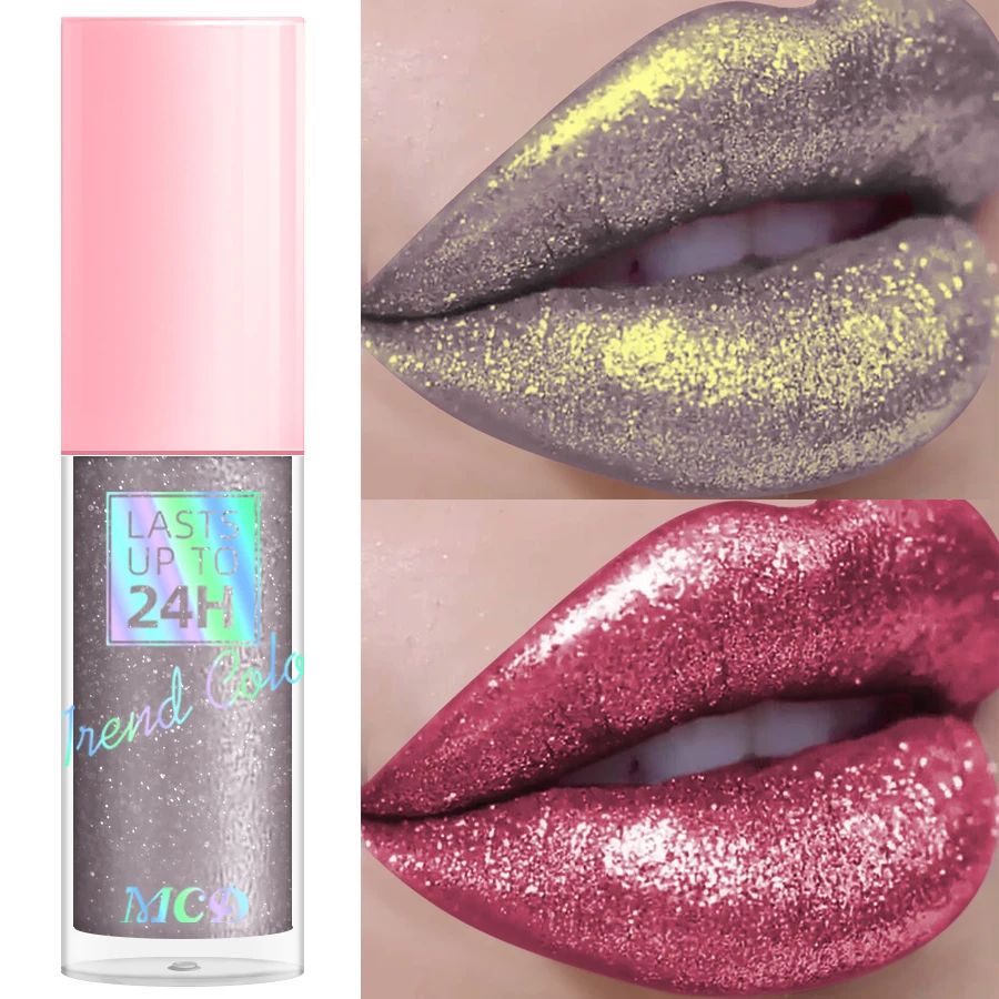 1PC Glitter Lip Gloss Long Lasting Waterproof Metallic Liquid Lipstick Pearl Shining High Pigment Lip Tint Korean Makeup Gifts 4