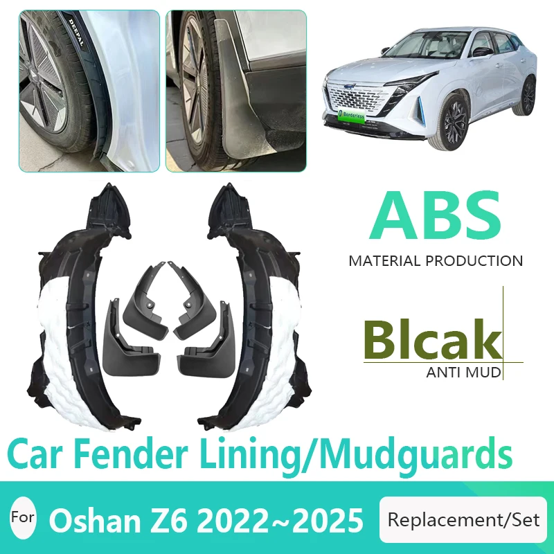 

Car Mud Guards For Changan Oshan Z6 2022 2023 2024 2025 Antifreeze Mudguard ABS Black Mudflaps Mud Guard Fender Auto Accessories