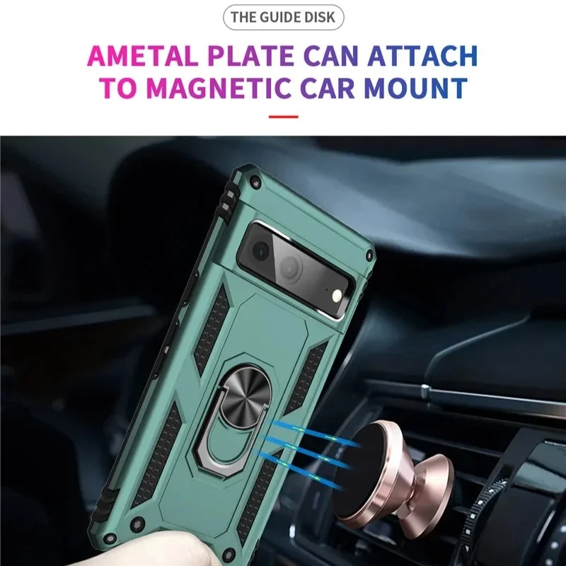 Stylish Magnetic Ring Holder Shockproof Phone Case with Protective Armor Back Cover