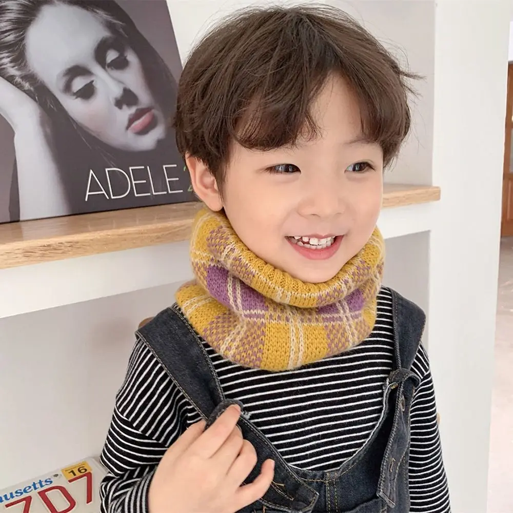 Thickened Baby Thermal Neck Warmer Elastic Soft Boys Girls Knitted Scarf Windproof Coldproof Ski Snowing Scarf Autumn Winter