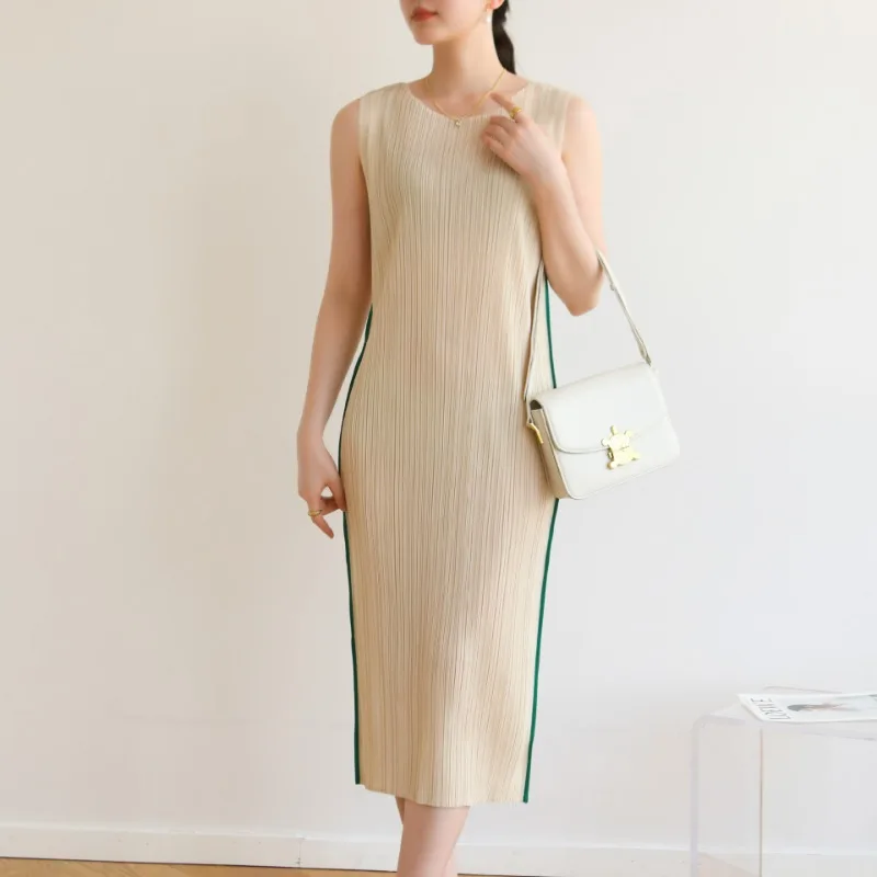 

Юбка миаке Женская на бретелях, плиссированное платье с круглым вырезом, облегающая длинная юбка без рукавов для лета