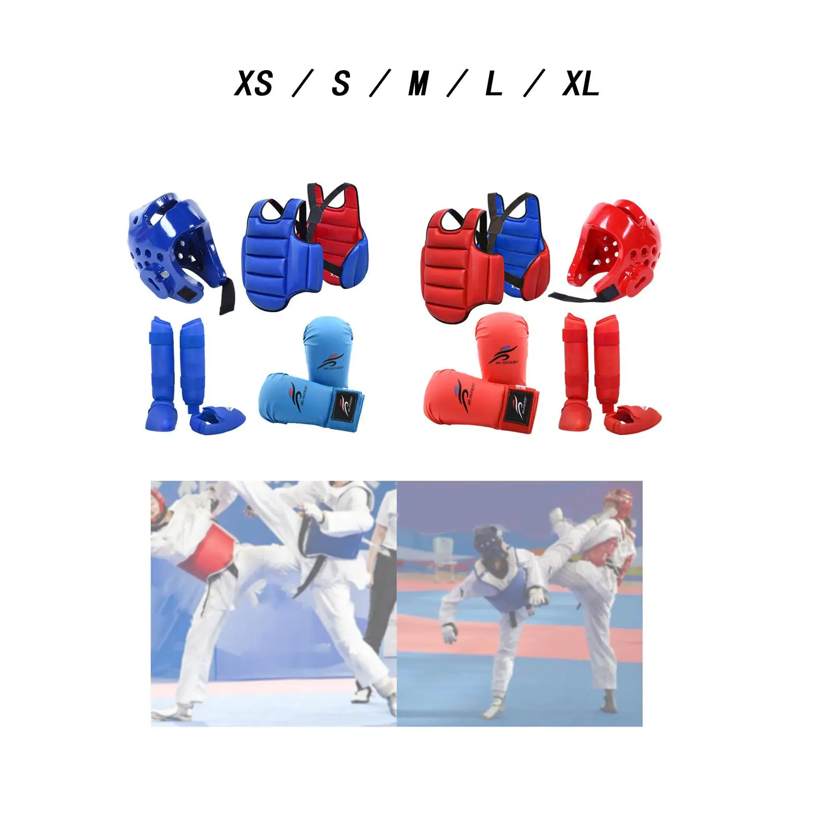 4 Pieces Karate Sparring Gear Boxing Helmet Professional Body Protector for