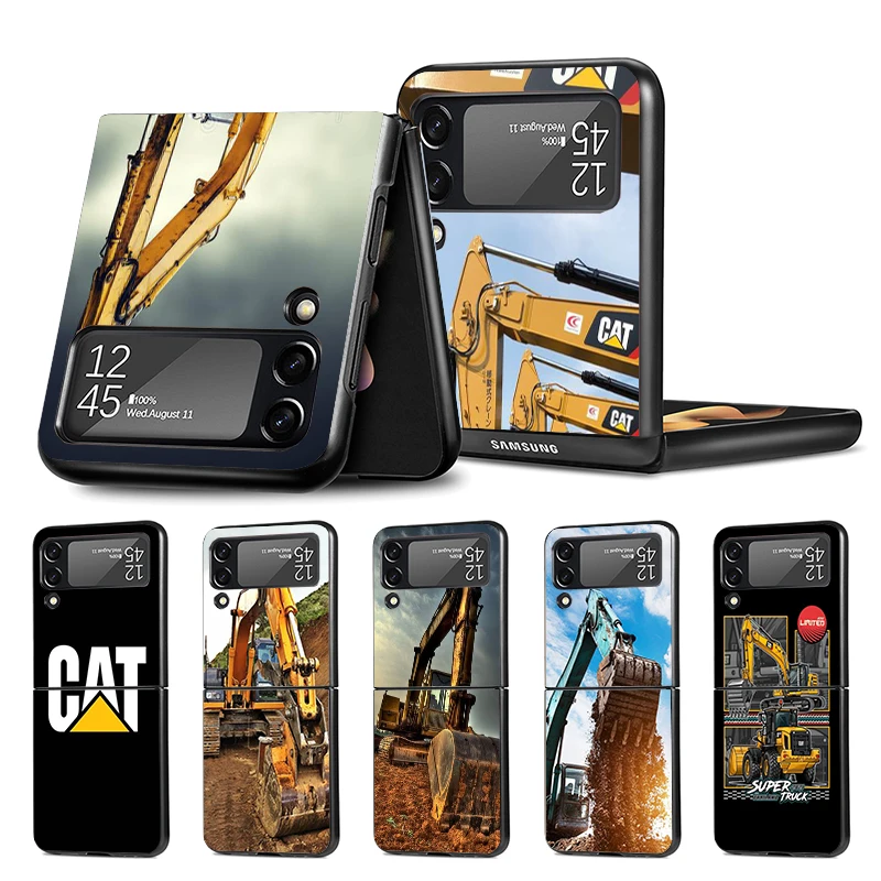 Excavating Machinery Bulldozer Man Z Flip 4 Z Flip 4 Phnoe Case Per Samsung Z Flip 3 5 5G Black Hard Shell Galaxy Zflip3 Zflip4
