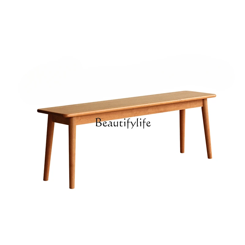 

Nordic Modern Minimalist Solid Wood Bench Long Dining Chair Bed End Stool
