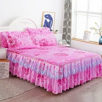 1PC Printed Bedding Set Soft Bed Skirt Bedspread Full Twin Queen King Size Bed Sheet Mattress Cover WithLace Without Pillowcases 2