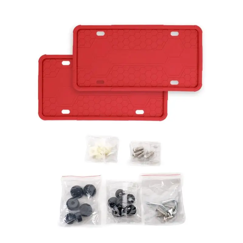 License Plate Frame Anti Theft-Black Silicone Tamper Proof Car Plate Holder,Stainless Steel Lock Screws Kit,Universal Plate Bracket Cover Mounting Accessories-M6 Security Machinery Bolt,Fastener,Caps