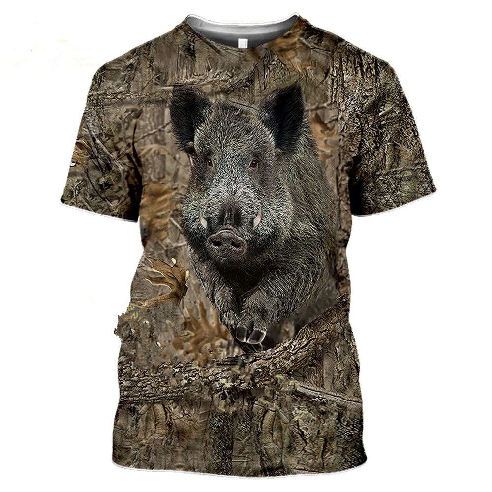 

Summer Sports Leisure Short Sleeve Jungle Animal 3D Printing Loose Size Round Neck for Men and Women to Dry Quickly