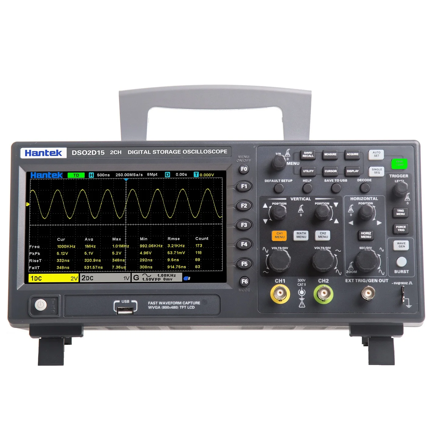 Description Picture 6 of itemHantek Digital Oscilloscopes DSO Series DSO2D15 USB Oscilloscope, Multimeter Tester 100Mhz/150Mhz Memory DSO2C15 DSO2D10 DSO2C10