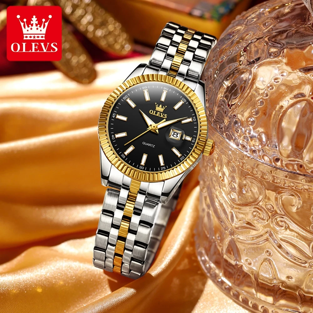 OLEVS 5593 Woman Watch Stainless Steel Waterproof Auto Date Elegant Ladies Wristwatch Luxury Original Quartz Watch for Women New women watches