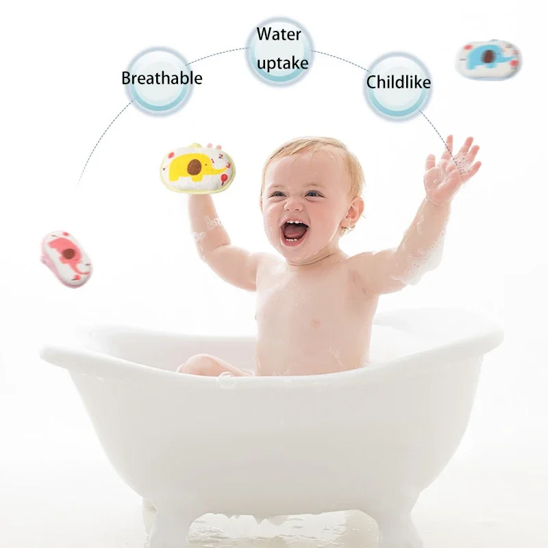 Baby Brush Body Brush Cotton Shower Bath Soft Sponge Rub Cartoon Elephant 1PC