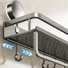 Suction Cup Shampoo Holder Bathroom Shelf Makeup Storage Organizer Aluminum Shower Shelf Bathroom Organizer No Drill Wall Shelf 4