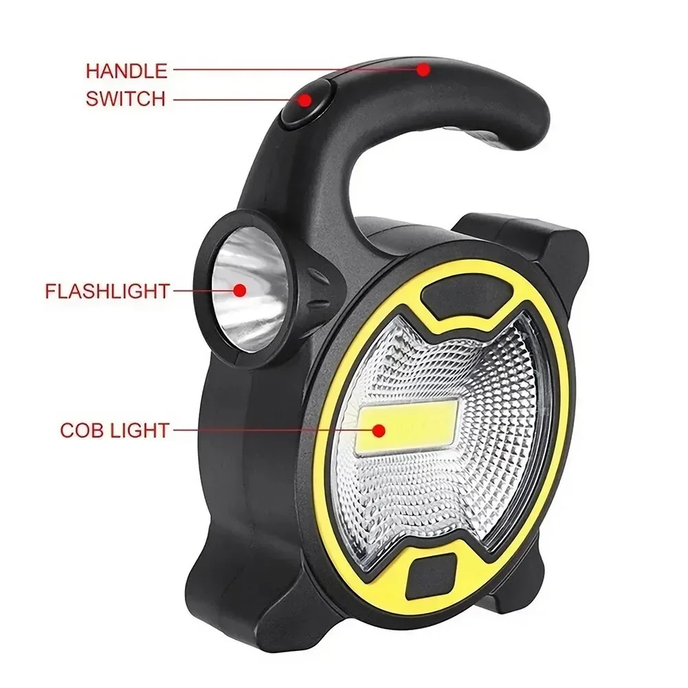 Portable Battery COB LED Work Light, Hand Flashlight, Flashlight, Outdoor Tent, Camping Lights with Handle, Not Included 2