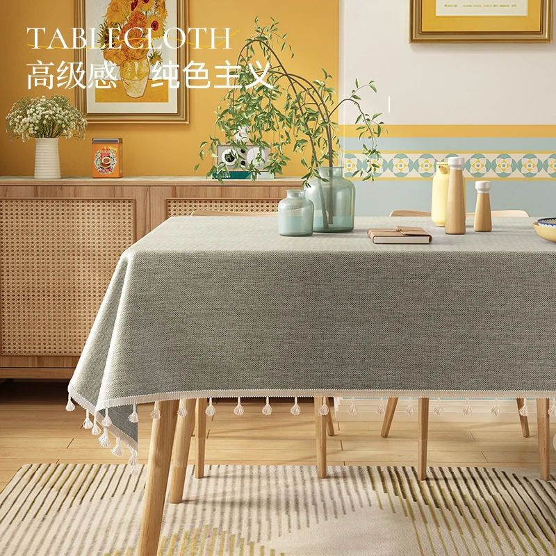 

Waterproof and washable cotton linen tablecloth, rectangular tabletop cover, light luxury, high-end mesh, red tablecloth