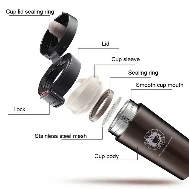 304 Stainless Steel Coffee Cup Tea Thermal Mug Double Wall Vacuum Flask Thermos Water Bottle Leak-proof Thermos Mug 3
