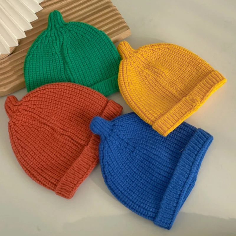 Winter Cute Knitted Baby Hats Newborn Thick Warm Boys Girls Beanie Ear Protection Caps Kids Bonnet for Newborn Caps Accessories