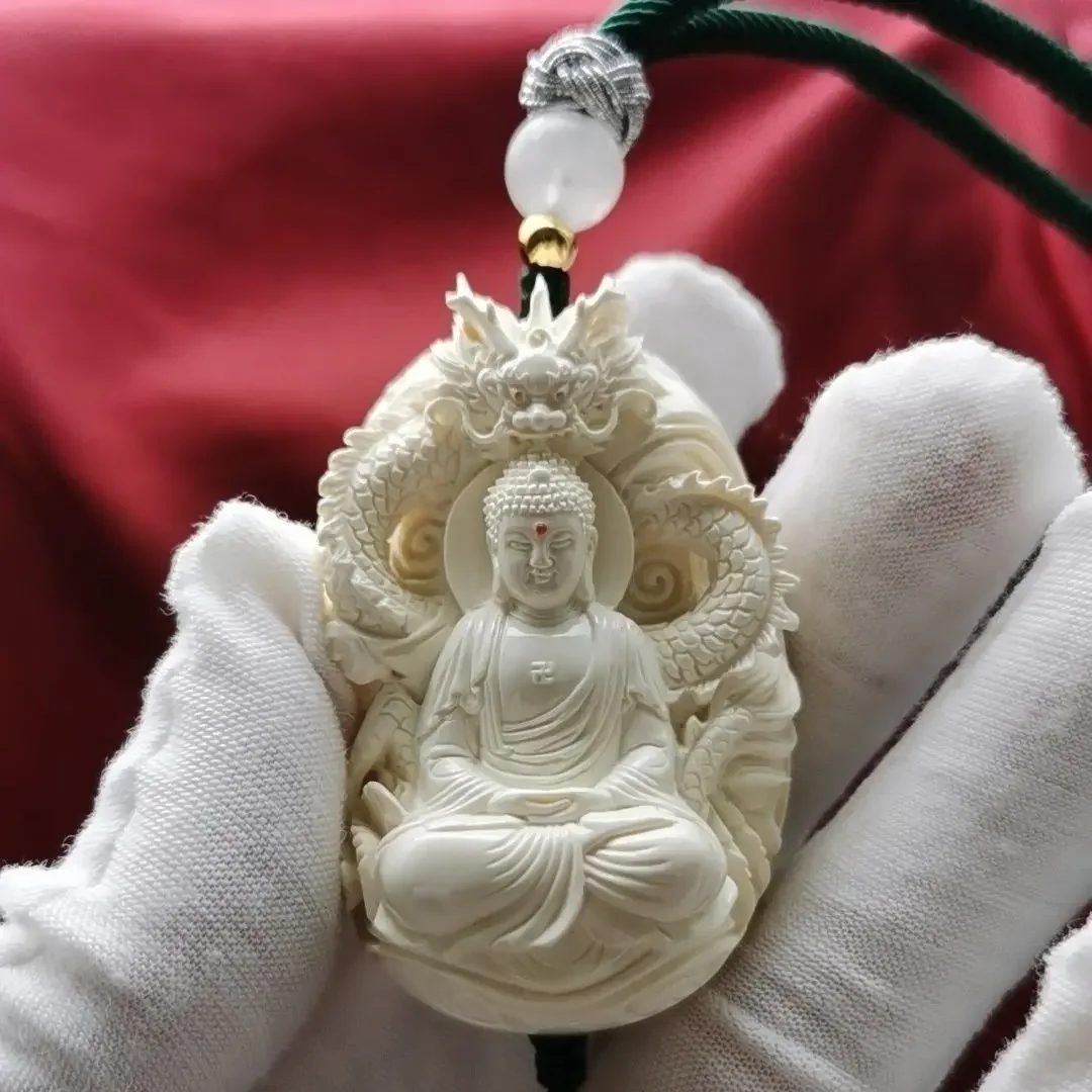 

Mammoth Ivory Handmade Carved Tathagata Eight Patron Saint Amulet Zodiac Sheep Monkey Pendant Brand Men's and Women's Gifts