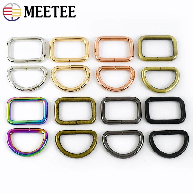 20Pcs Meetee 16-50mm Metal D Rings Buckles Handbags Strap Connector Clasp Webbing Bag Belt Hook Buckle DIY Hardware Accessories