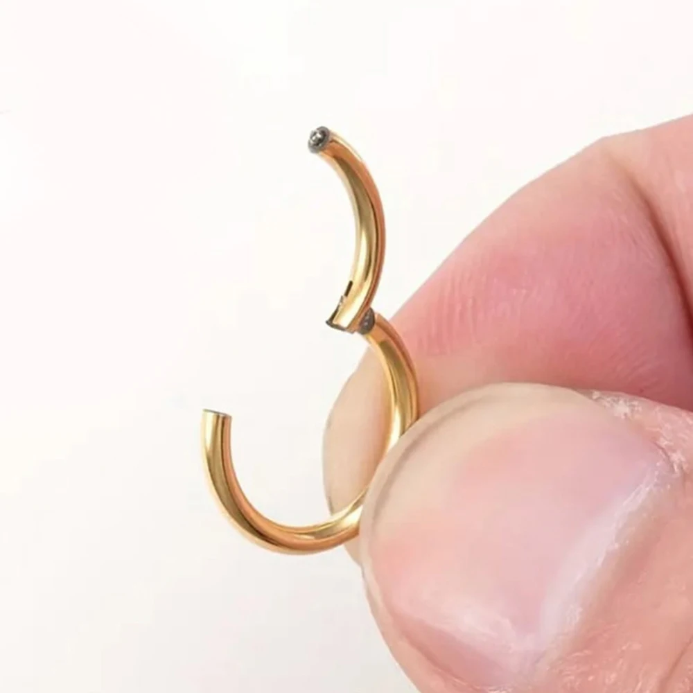10/50PCS G23 Titanium Nose Ring 16G 18G 20G Hinged Clicker Segment Septum Hoop Women Men Ear Cartilage Earring Piercing Jewelry 6
