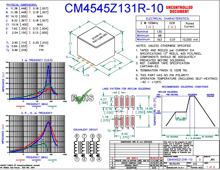Original Neue 100% CM4545Z131R-10 Z131R-10 4-linie common mode drossel induktivität 100 MHz 10A – Detail 2
