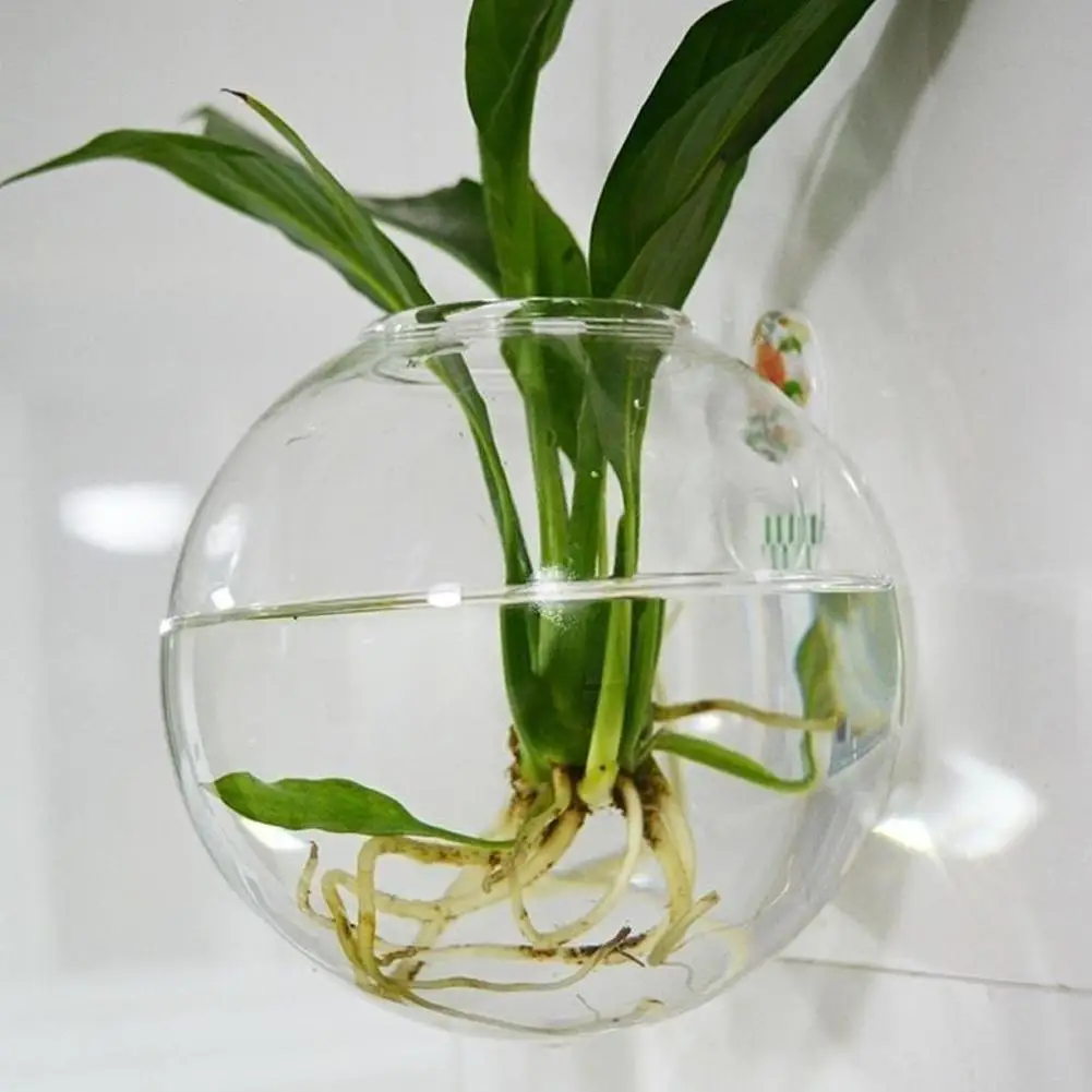 Wall-Hanging Fish Bowl Acrylic Plexiglass Fish Bowl Tank Clear Home Flower Tank Plant Aquarium Vase Ornament Pet D6S2
