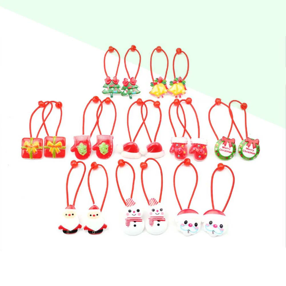 

20pcs Christmas Hair Ties Elastic Ponytail Holders Snowman Santa Claus Bells Gloves Scrunchie(Random Pattern)