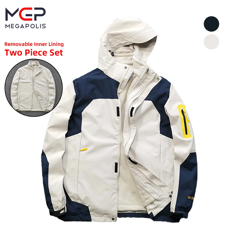 

Уличные куртки мужское ветрозащитное водонепроницаемое пальто осень-зима теплая внутренняя устойчивая к разрыву износостойкая двухкомпонентная куртка