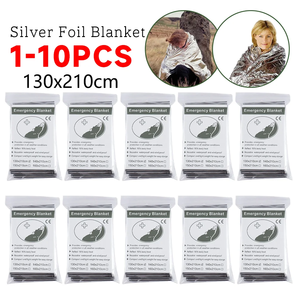 130x210cm Gigantic Space Blanket Emergency Supplies Foil Mylar Thermal Blanket Silver Foil Perfect for Hiking Marathons emergency blanket