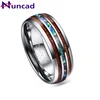 Nuncad US Size 8mm Hawaiian Koa Wood and Abalone Shell Tungsten Carbide Rings Wedding Bands for Men Comfort Fit Size 5-14 1
