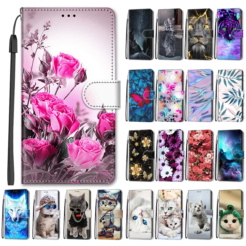 Flower Pattern Flip Case For Samsung Galaxy A12 M12 SM-A125F M127F/DSN A 12 Wallet Leather Phone Cases Stand Book Cover Bags