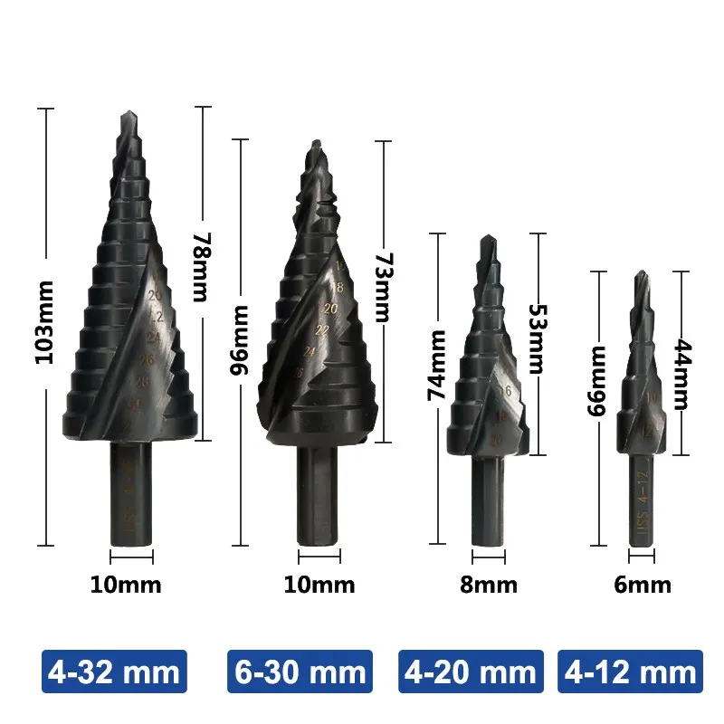 XCAN Step Drill Bit Metal Drill 4-12/20/32mm 6-30mm HSS cobalto Step Cone Drill Bit legno/metallo Hole Cutter strumento di perforazione