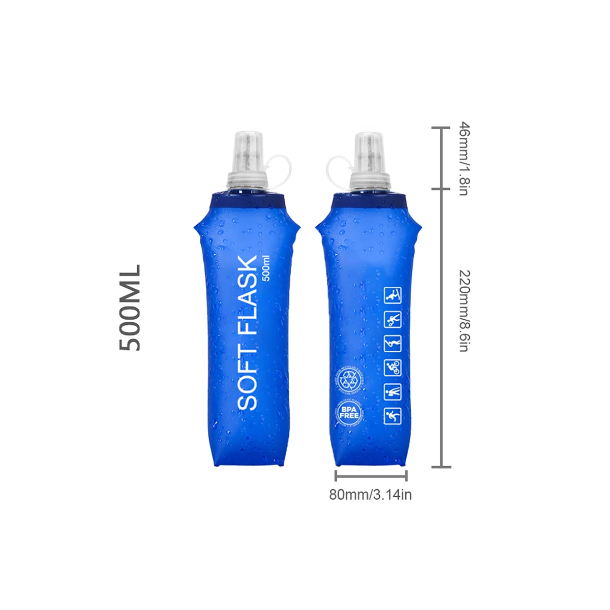 250ml 500ml Water Bottle TPU Folding Soft Flask Sport Water Bag Collapsible Bottle Running Camping Hiking Cycling