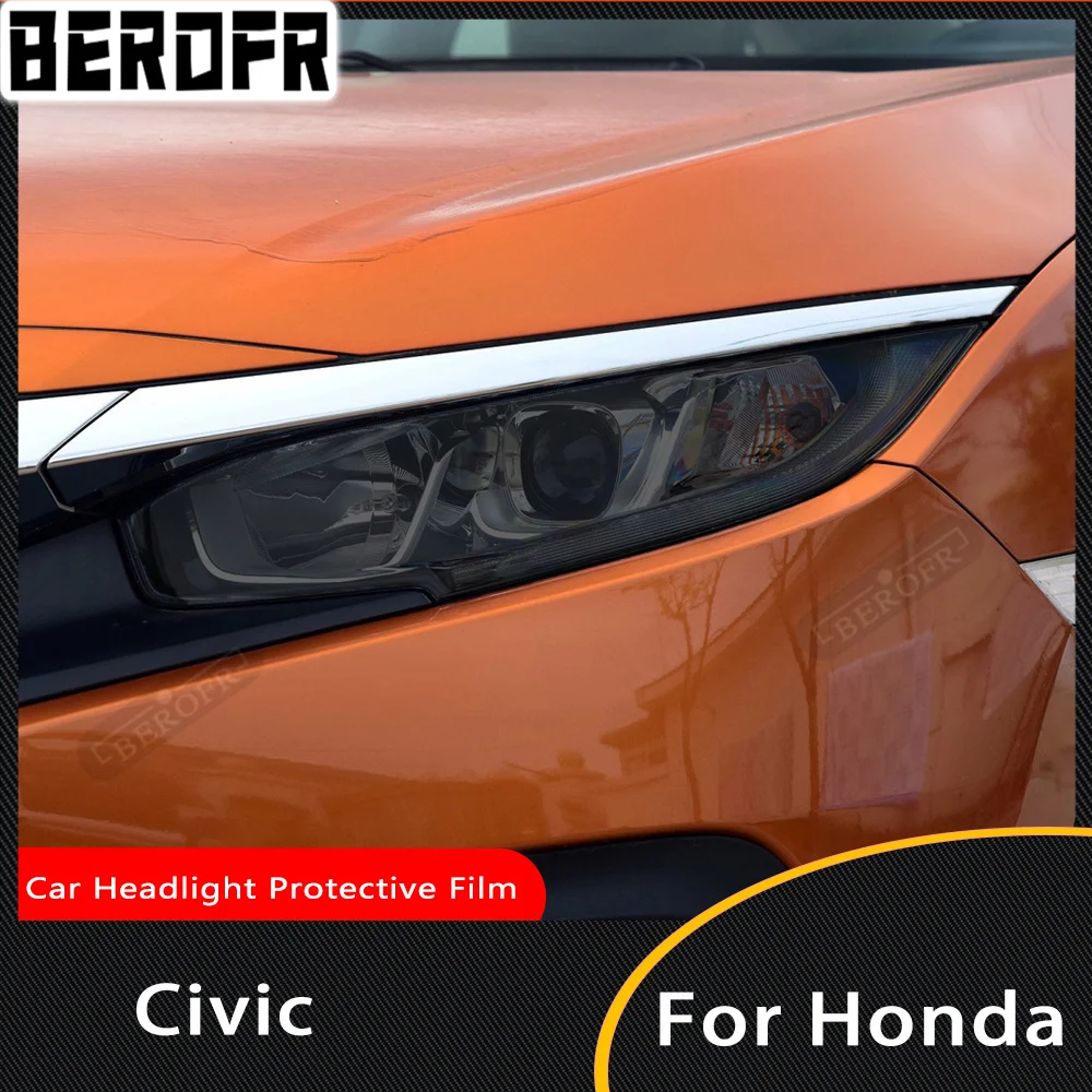 

Защитная затеняющая пленка для автомобильной фары для Honda Civic 10 2016-2021, дымчато-черные колпачки для ламп, прозрачная пленка из ТПУ, стикер, аксессуар