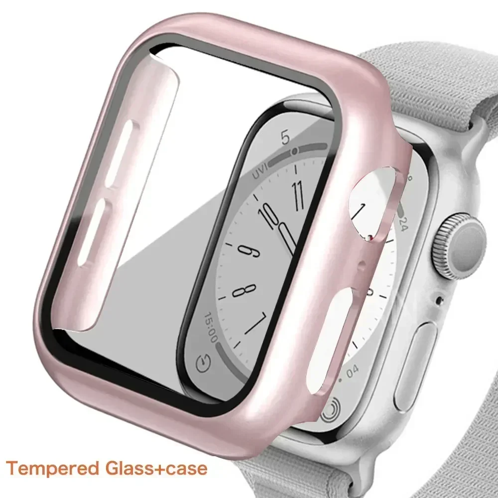 Durable Glass Screen Protector & Protective Bumper Case for Apple Watch Accessories