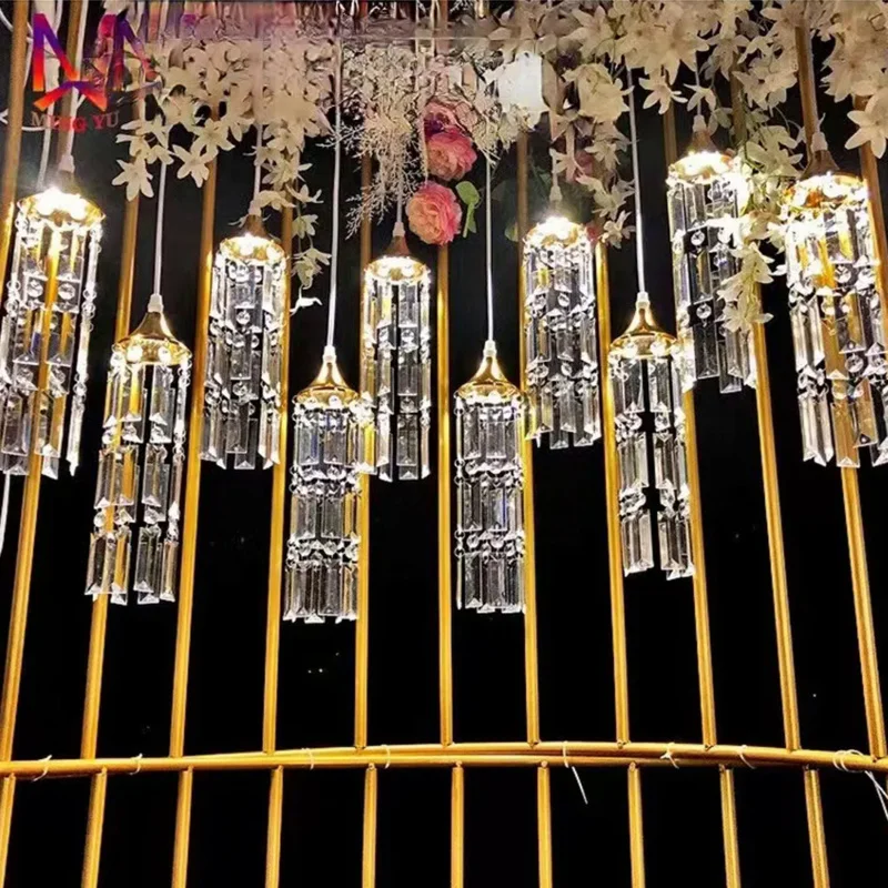 10HeadsAcrylicCrystalChandelierIceStripCeilingHangingStage