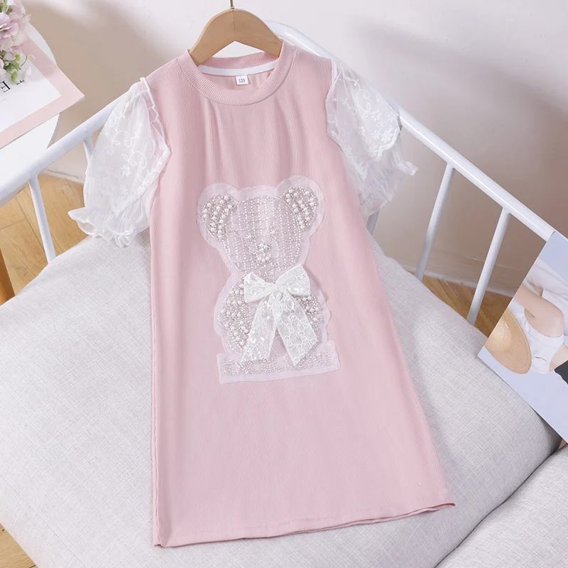 

Summer Baby Kids Cotton Dress for Girls Clothes Princess Prom Outfits Short Sleeve Children Teenagers Costumes 4 6 8 10 12 Years