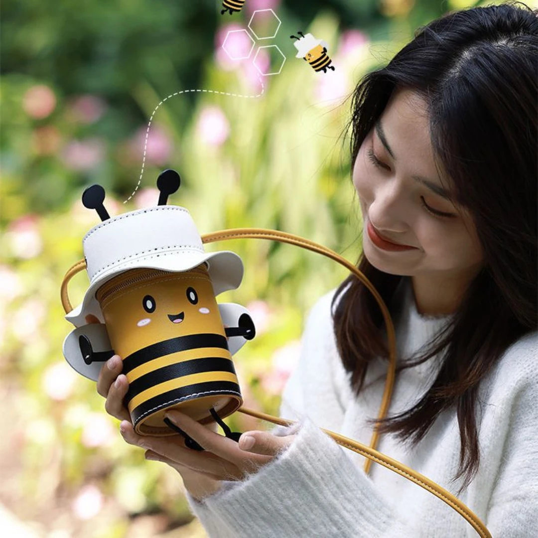 Handwoven DIY Material Bag Little Bee Homemade Bucket Bag Cute One Shoulder Oblique Straddle Gift for High Beauty Girls