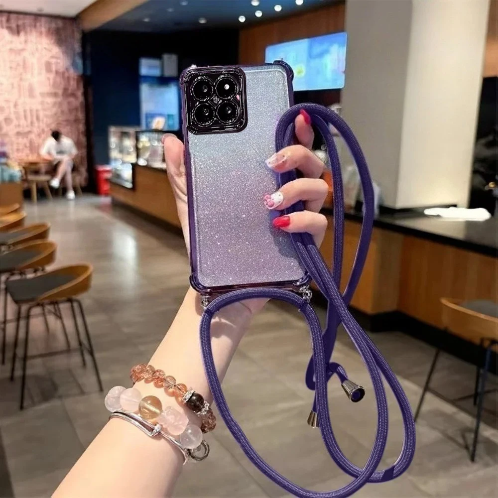 Luxury Plating Shockproof Crossbody Lanyard Glitter Case