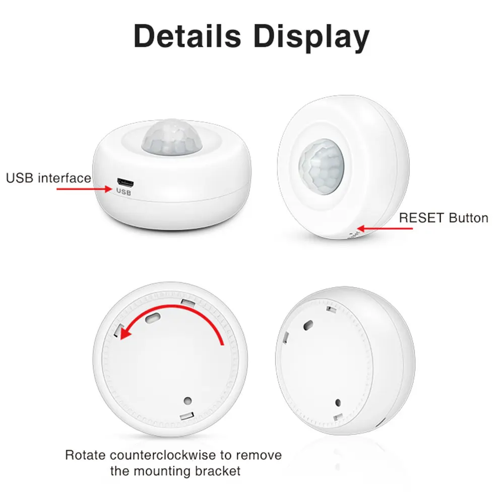 Tuya PIR Motion Sensor WiFi Smart Body Movement Battery Power Passive Infrared Home Security Alarm Detector App No Hub Require