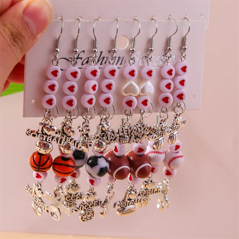 Aihua Mode Sport Basketball Fußball Fußball Rugby Ohrring Mini Ball Baseball Softball Creolen für Frauen Männer Ohrschmuck – Detail 11