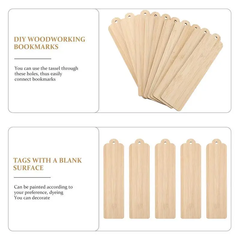 Wood Blank Retro Blank Bookmarks Tags Label Unfinished Wood Tags Painting Craft Retro Bookmarks Label DIY 10pcs wooden bookmark bookmarks stationery supplies paper bookmark