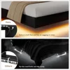 King Size Floating Bed Frame with LED Headboard and Charging Station, Metal Platform Bed Frame with Storage, Remote Control 4
