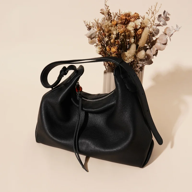 Genuine Top Layer Cowhide Women's Bag High End Crossbody Commuter Bag Simple Large Capacity Exquisite Ladies Shoulder Bag