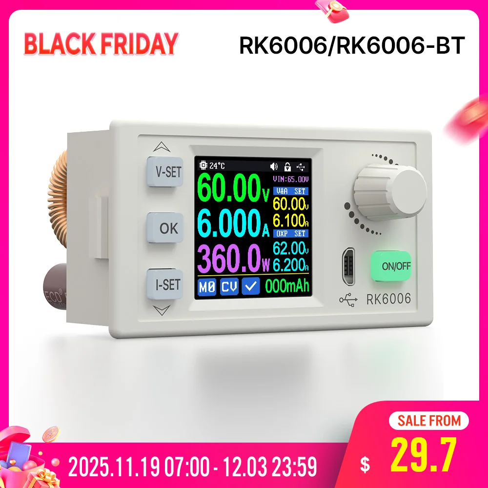 RD RK6006 RK6006-BT 60V 6A 4 桁通信調整可能な DC から DC ステップ