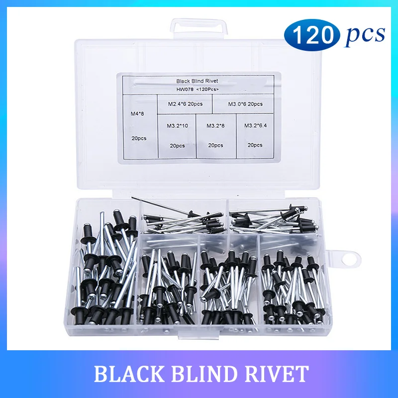 120pcs Aluminum Blind Rivets Assortment - M2.4, M3.0, M3.2, M4 Sizes For Rivet Guns - View #2